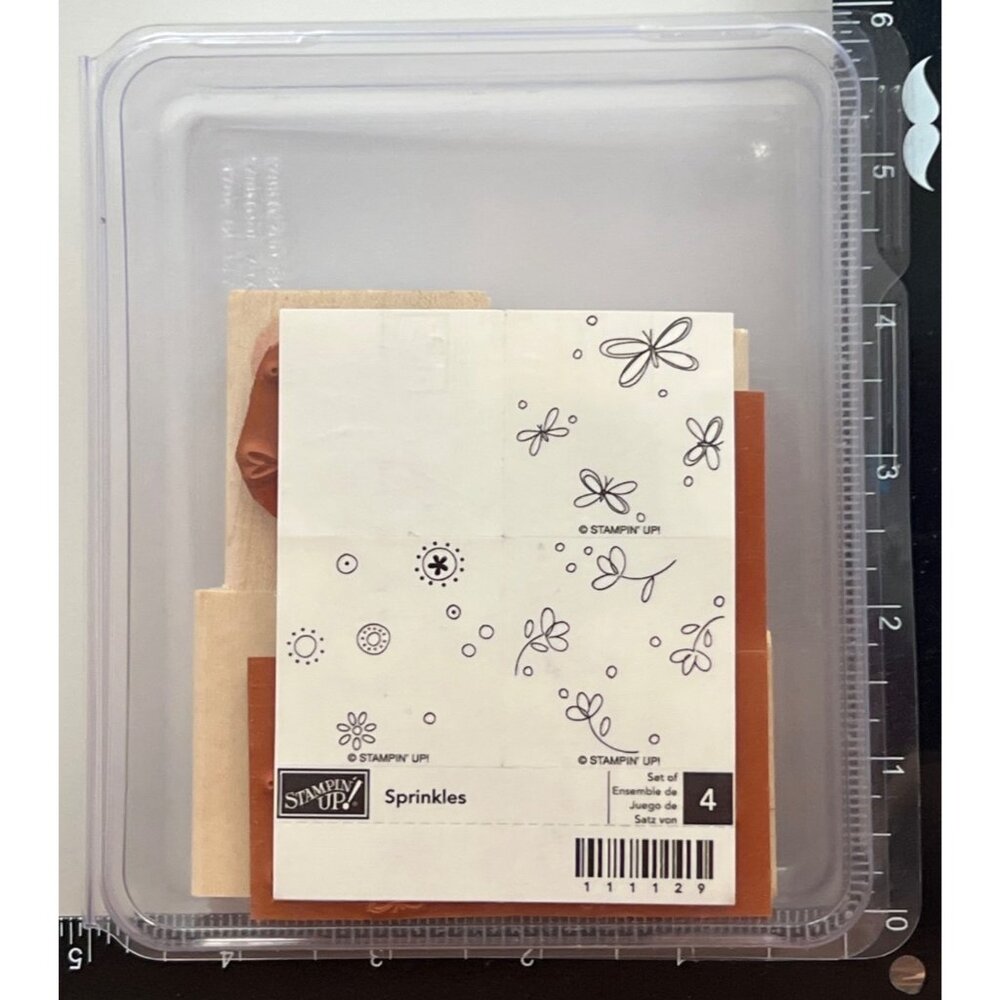 STAMPIN' UP! 111129 SPRINKLES WOOD MOUNTED RUBBER STAMP SET OF 4